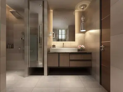 Bathroom modern with walls and light fixtures 3D model