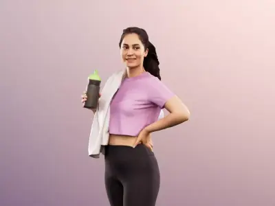 Tamina 13344 - Standing Athletic Woman Drinking  Low-poly 3D model