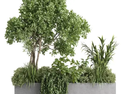 Concrete box plants on stand - set outdoor 151 Low-poly 3D model