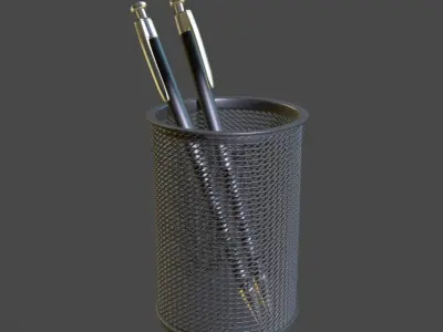 Wire Mesh Scissor Pen Pencil Holder 3D model