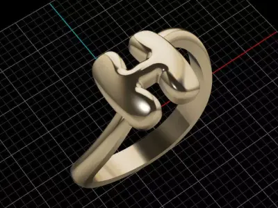 H alphabet baypass ring 3D print model