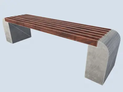 Street bench low poly pbr game ready 3d model Free low-poly 3D model