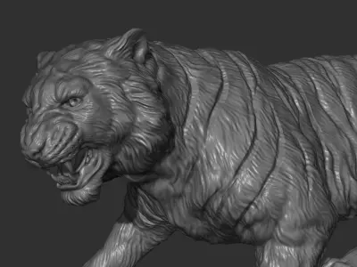 Tiger attack 3D print model