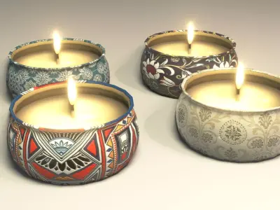 Candles 3D Model Low-poly 3D model