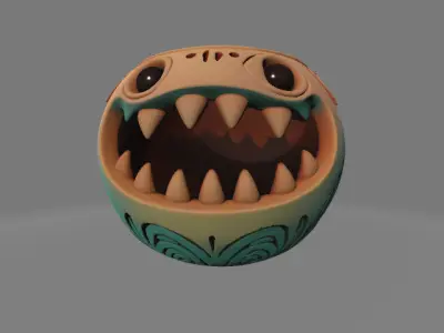 Cartoon Tribal Face Ashtray 3D print model