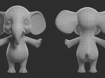 Elephant Cartoon Low-poly 3D model