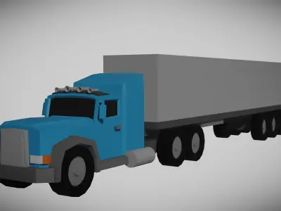 Truck With Trailers Low-poly 3D model