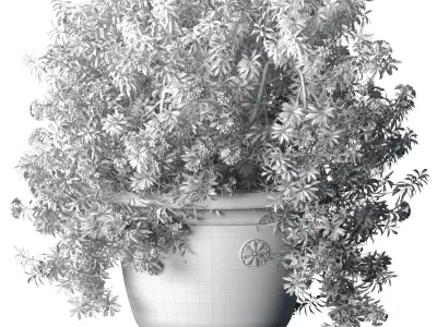 Flowerbed bouquet Oleander bush plant lilac flowers classic vase 3D model