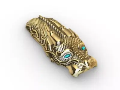 Dragon Buckle with Gemstone Eyes 3D Model 3D model