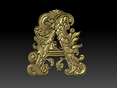 26 Alphabet Letters basrelief 3D print model