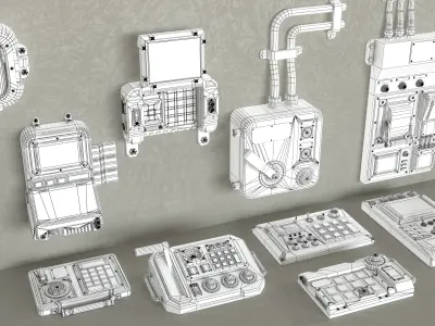 Control Panel 3 - 10 pieces Low-poly 3D model