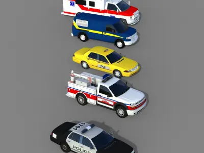 Vehicle Pack Utility Car Truck Low-poly 3D model