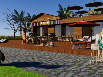 One-story lodgings 3D model