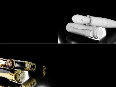 Luxury Fountain Pen Low-poly 3D model