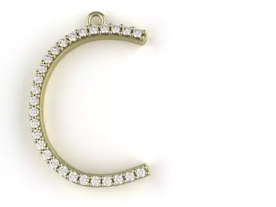 Letter C Pendant Diamonds Gold Silver Platinum Luxury Jewelry 3D print model