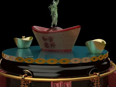 chinese gold ingot  3D model