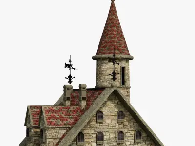 Model Of An Old Building Low-poly 3D model