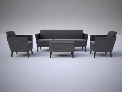 Furniture set of sofas and chairs Free low-poly 3D model