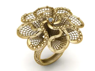 designer cocktail ring 3D printable model   3D print model