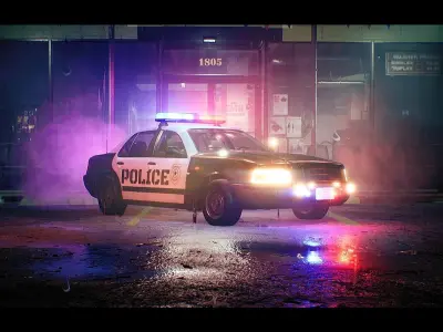 Police Car - Drivable UE4 UE5 Low-poly 3D model