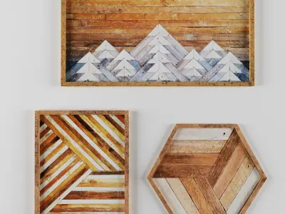 collection 12 model of wood wall work  scandinavian rustic frame 3D model