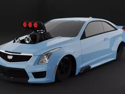 Cadillac ATS-V Drag Racing Car Low-poly 3D model