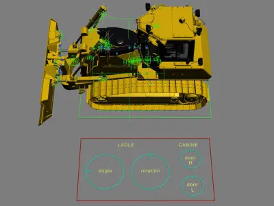 Komatsu D65PXi-18 Crawler Dozer Rigged 3D model