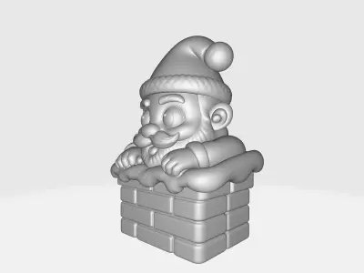 Cute Santa Claus in Chimney Christmas Seasonal Ornament Santa 3D print model