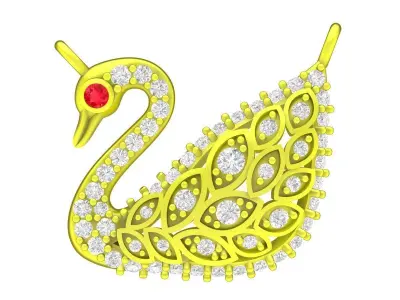Luxury Swan Pendant with Pave Diamond and Gemstone Design  4256 3D print model