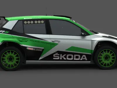2018 Skoda Fabia R5 3D Model Rally Car Ready for Games Renders Low-poly 3D model