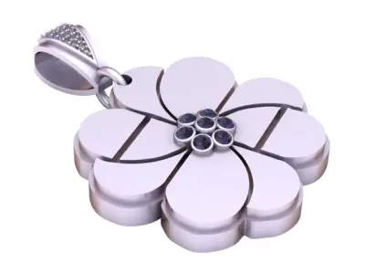 gold flower pendant 3D print model