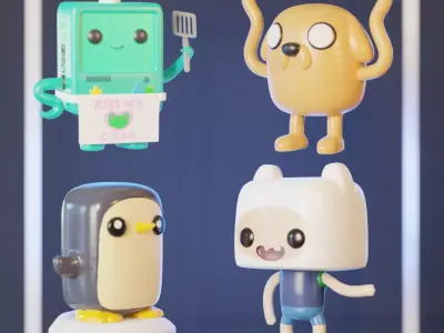 COLLECTION WITH 4 ADVENTURE TIME CHARACTERS Funko Pop 3D print model
