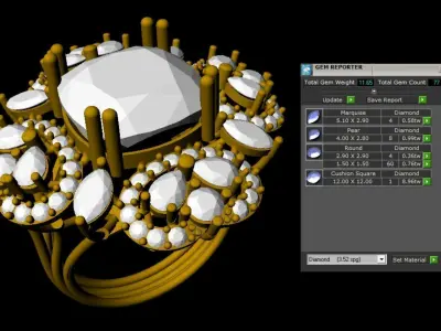 Luxury Sapphire and Diamond Cluster Gold Ring   JEWELRY 3D print model