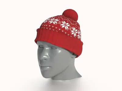 UNISEX WINTER HAT WITH POMPOM Low-poly 3D model