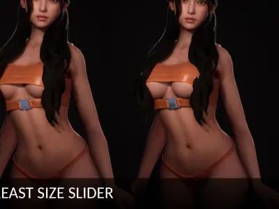 Nude Bikini Girl Satomi - Rigged Animated Game Character  Low-poly 3D model