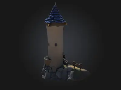 Enchanted Tower  A Mystical Retreat Above the Clouds 3D model