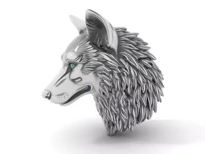 Silver Wolf Sculpture model pack Low-poly 3D model