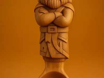 Wooden Viking Warrior Spoon 3D print model