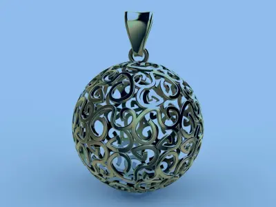 Direct Casting Ball Pendant 3D model Texture 3D print model