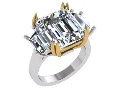 Emerald Diamond Ring 4499 3D print model