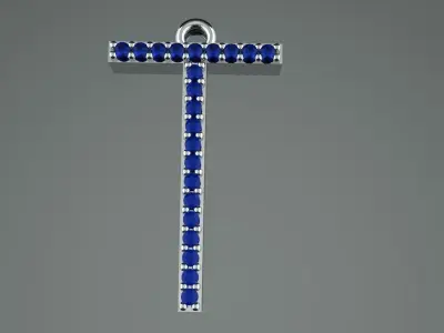 Diamond T Pendant Gold Silver Platinum Luxury Jewelry 3D print model