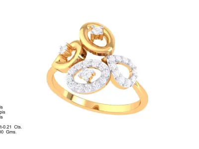 Lightweight Pave  Solitaire Oval Cluster Ring CAD File 3D print model