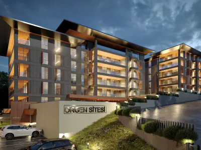 Modern Site Residential Complex Low-poly 3D model