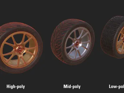 Konig Freeform 17x8 with Federal 595 RS 235 40 Low-poly 3D model