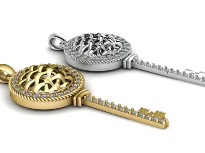 Fashion Daimond Key Pendant 3d Printable Model 3D print model