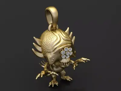 gold creature pendant 3D printable model  3D print model