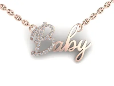 Pendant 9 baby name gold with diamonds 3D print model