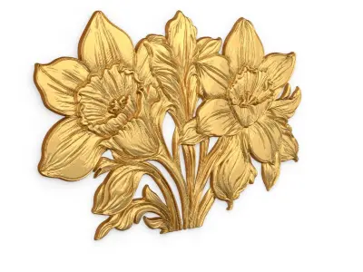 mural classic flowers decor ornament 16 3D model