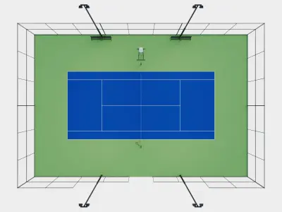 Tennis Court Blue 3D model