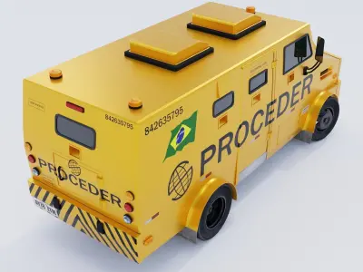 Bank Armored Car Low-poly 3D model